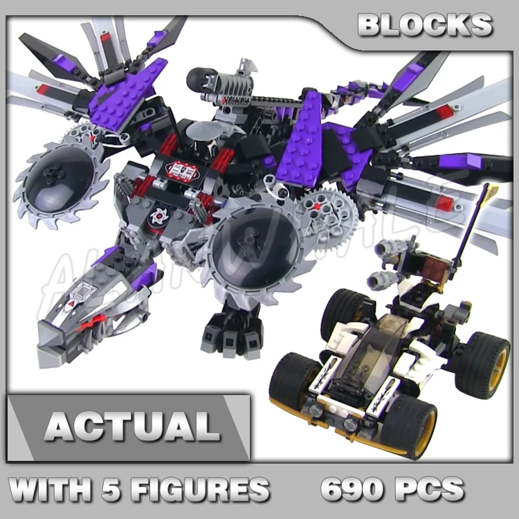 

690 шт. Shinobi Nindroid Mech Dragon Spinning Wing Blades Gliders Nya Car 10224 Строительные блоки игрушки, совместимые с моделью