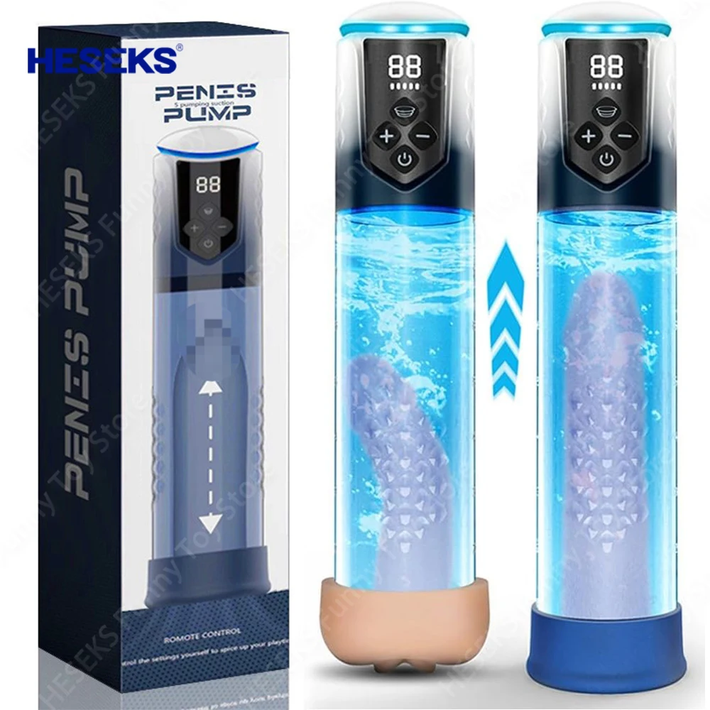 HESEKS مضخة تفريغ كهربائية مع وسائط تدريب مص مضخة القضيب ديك توسيع الديك المكبر ذكر الاستمناء للرجال 18 + #1