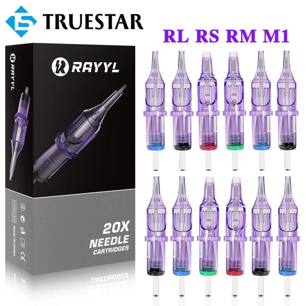 

20PCS/Lot Cartridge Tattoo Needles Purple Disposable Sterilized Safety Needle RL/RS/RM/M1 for Tattoo Rotary Pen Tattoo Supplies