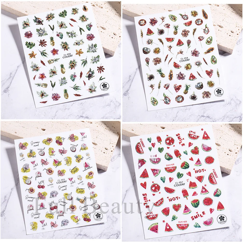 3D Lemon Fruits Sliders Design Nail Art Stickers Watermelon DIY Gel Acrylic Decals Summer Tattoo Manicure Decoration Foils Wrap9