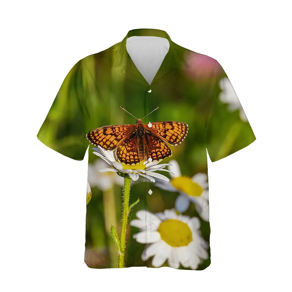 

Jumeast 3D Butterfly Print Men Shirts Beachwear Single Breasted T-shirty Summer Hawaiian Short Sleeve Shirt For Men Drip Clothes