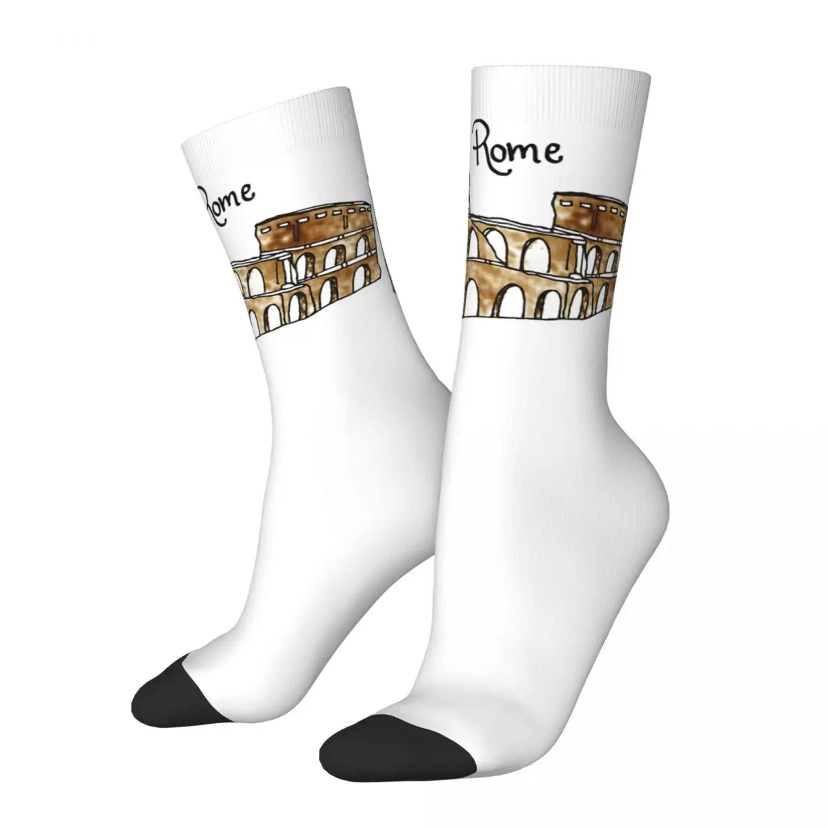 Retro Rome Sticker Italy 2024 Men's compression Socks Unisex Europe Street Style Pattern Printed Novelty Crew Sock