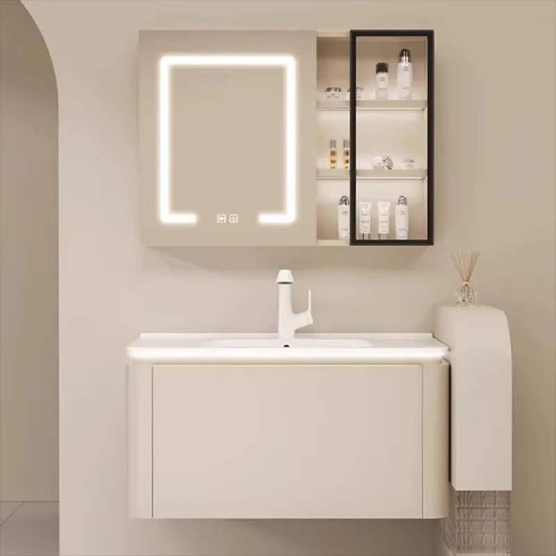 

Luxury Organizer Bathroom Cabinet Lighting Mirror Toilet Storage Bathroom Cabinet Vanity Hotel Meuble Salle De Bain Furniture