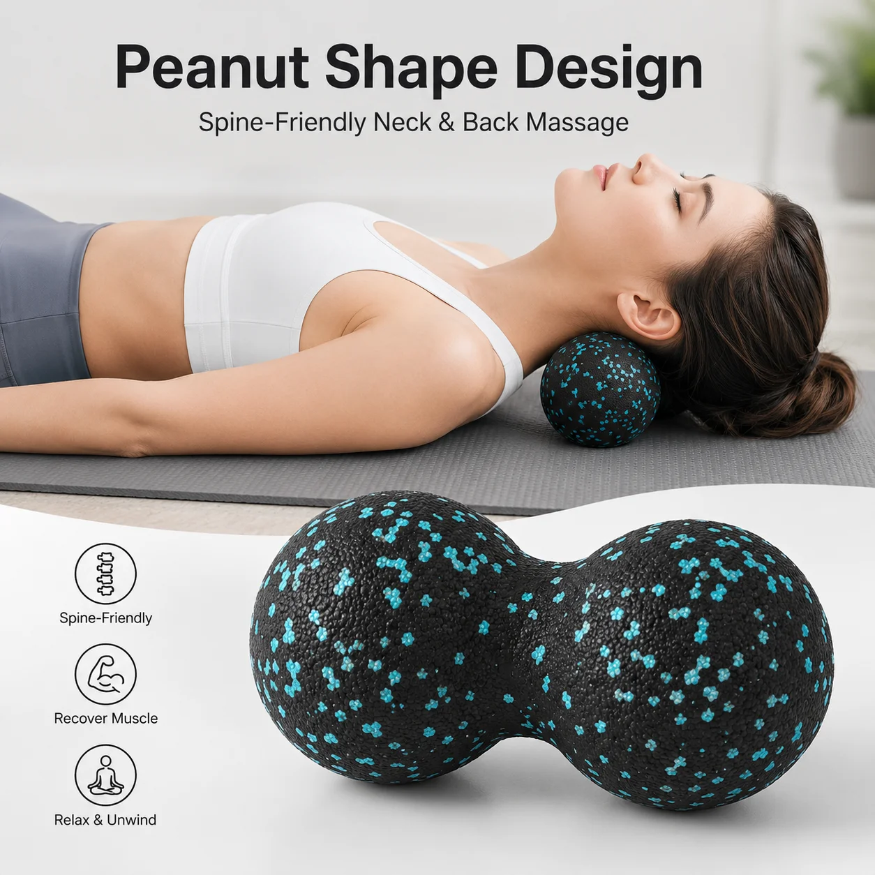 Peanut Massage Ball EPP Lightweight Fascia Roller for Back Neck Shoulder Leg Foot Yoga Fitness Recovery Training Home Gym Use