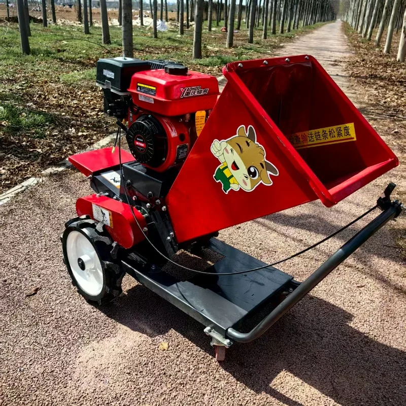 Small Branch Wood Chippers 7hp Mobile Petrol Commercial Shredder Loncin Engine Motor 1T/H Capacity 10cm Max Diameter Easy
