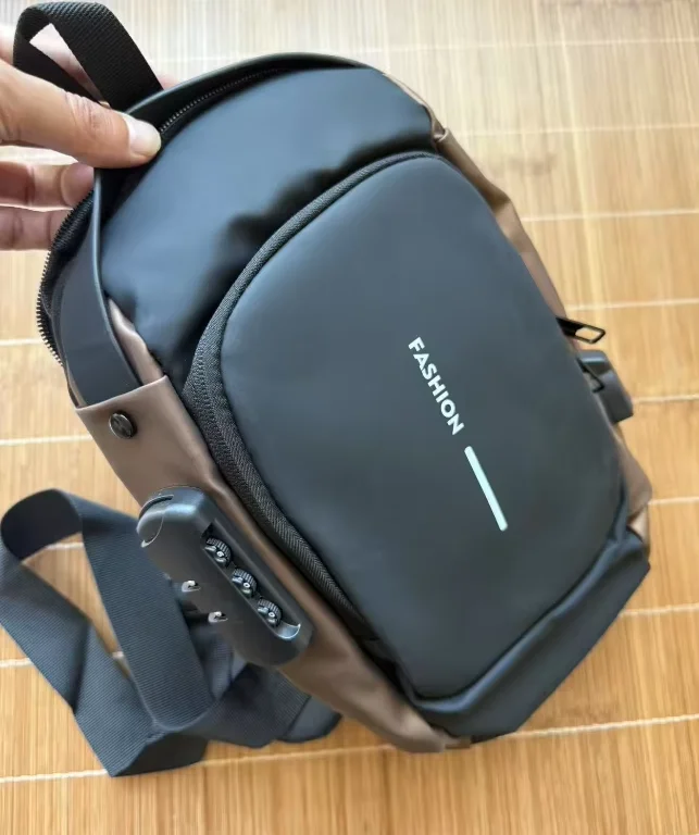 Men Anti‑Theft Password Lock Sling Chest Bag Waterproof Crossbody Bag Outdoor Travel Sports Motorcycle Fanny Pack