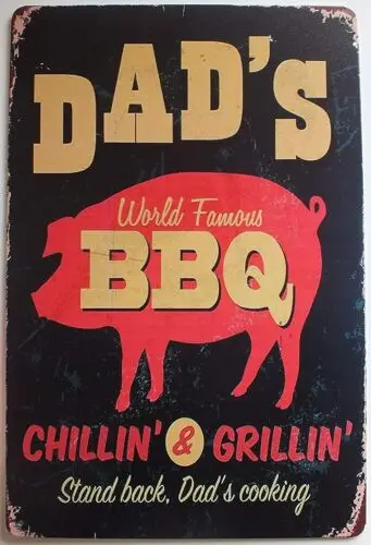 RETRO METAL WALL SIGN TIN VINTAGE FUNNY KITCHEN  BBQ DAD FATHERS DAY GIFT