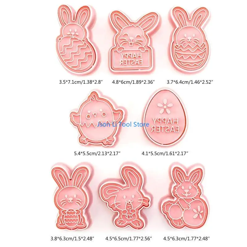 Y08d 8 Pack Osterkeksschneider Set Plastikmaterial Kaninchen Chick Osterei Formen