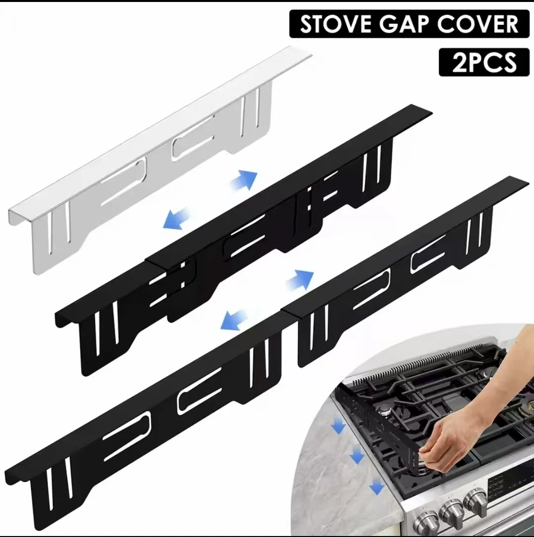 

2PCS Stove Gap Covers Stainless Steel Stove Gap Covers Heat Resistant Oven Gap Filler Seals Spaces Between Stovetop and Counter
