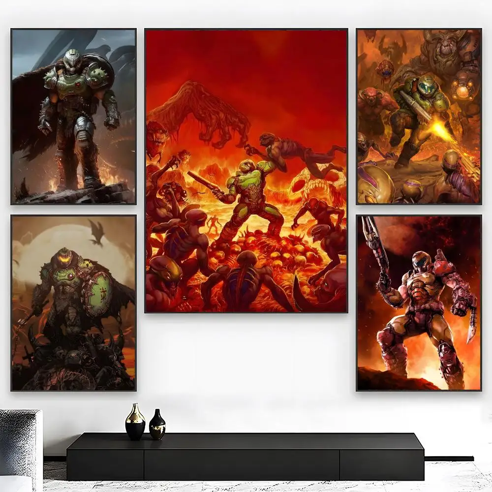 Hell Warrior Game D-DOOM Eternal Poster Wall art print art suitable for living room bedroom bar parlor home decor gift