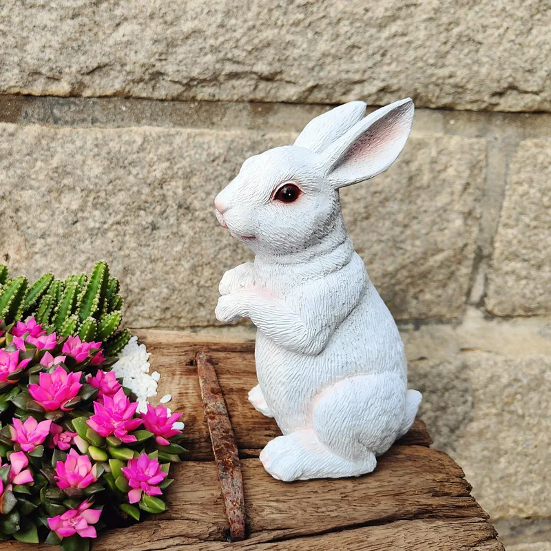 

Outdoor Landscaping Accessories Simulation White Rabbit Ornaments Resin Animal Sculpture Garden Courtyard Decoration