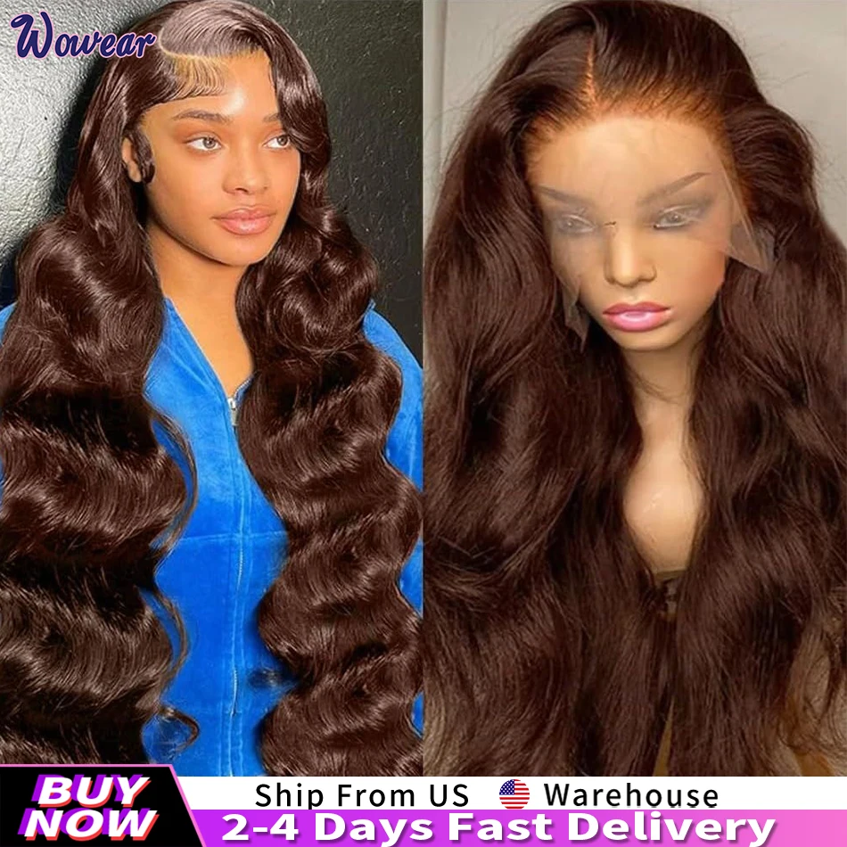 13x6 HD Lace Front Human Hair Wigs 30 Inch Chocolate Brown Body Wave Wigs 100% Human Hair 200% Density 13x4 Lace Frontal Wigs