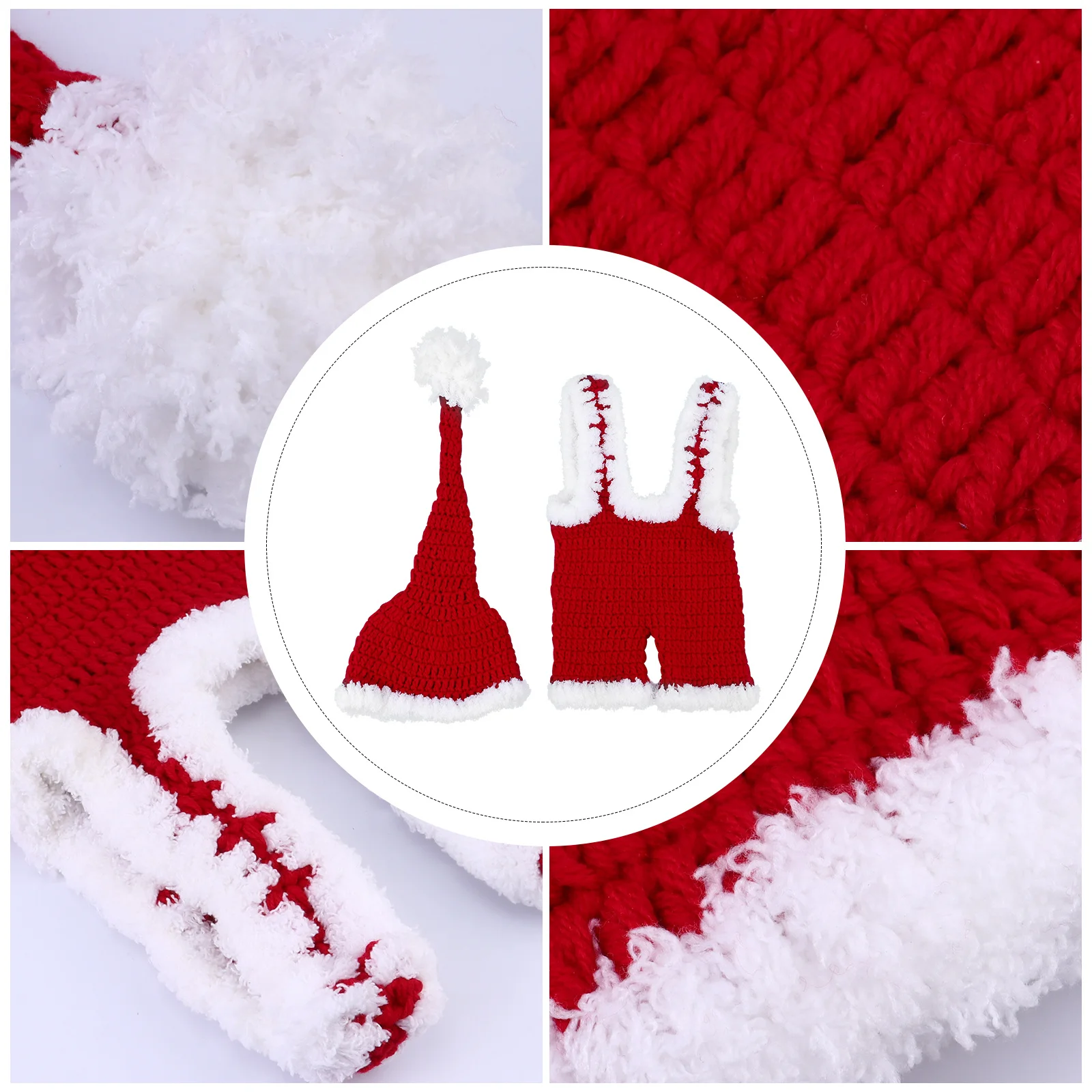 

1 комплект, детский рождественский реквизит для фотосессии, костюм, ручной вязки, комбинезон Санта-Клауса, шапка, детская одежда, рождественская одежда