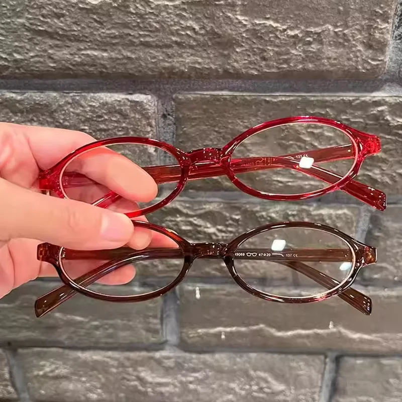 2 Stück japanische koreanische kleine ovale Brillen für Damen, Retro-Harajuku-Brillen, klare Brillen, Blaulicht-blockierende Brillen