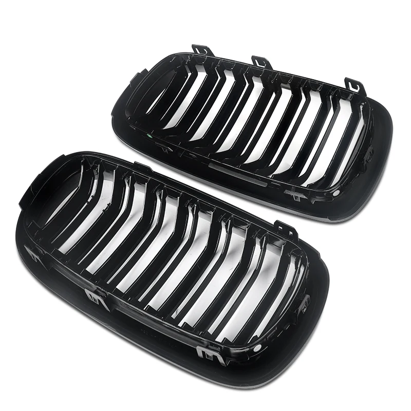 MagicKit 1 Pair Front Kidney Grille For BMW F15 F16 X5 X6 F85 F86 X5M X6M 2014-2017 Grills Gloss Black Replacement Part