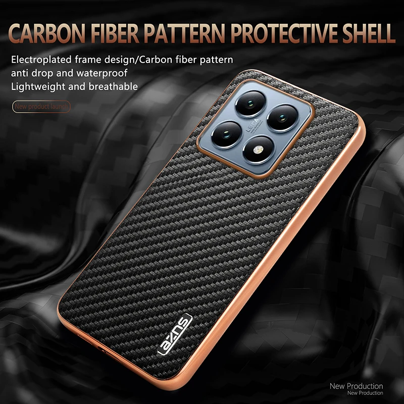 for Xiaomi Mi 14T Pro Mi 14T 6.67inch Case Carbon Fiber Texture PU Leather Cover Plating Bumper Soft Shockproof Shell Fundas