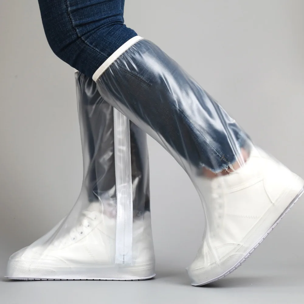 New Waterproof Shoe Covers with Pressed Edge High Tube Rain Boot Thickened Sole Wear Resistant Overshoes Men's and Women's