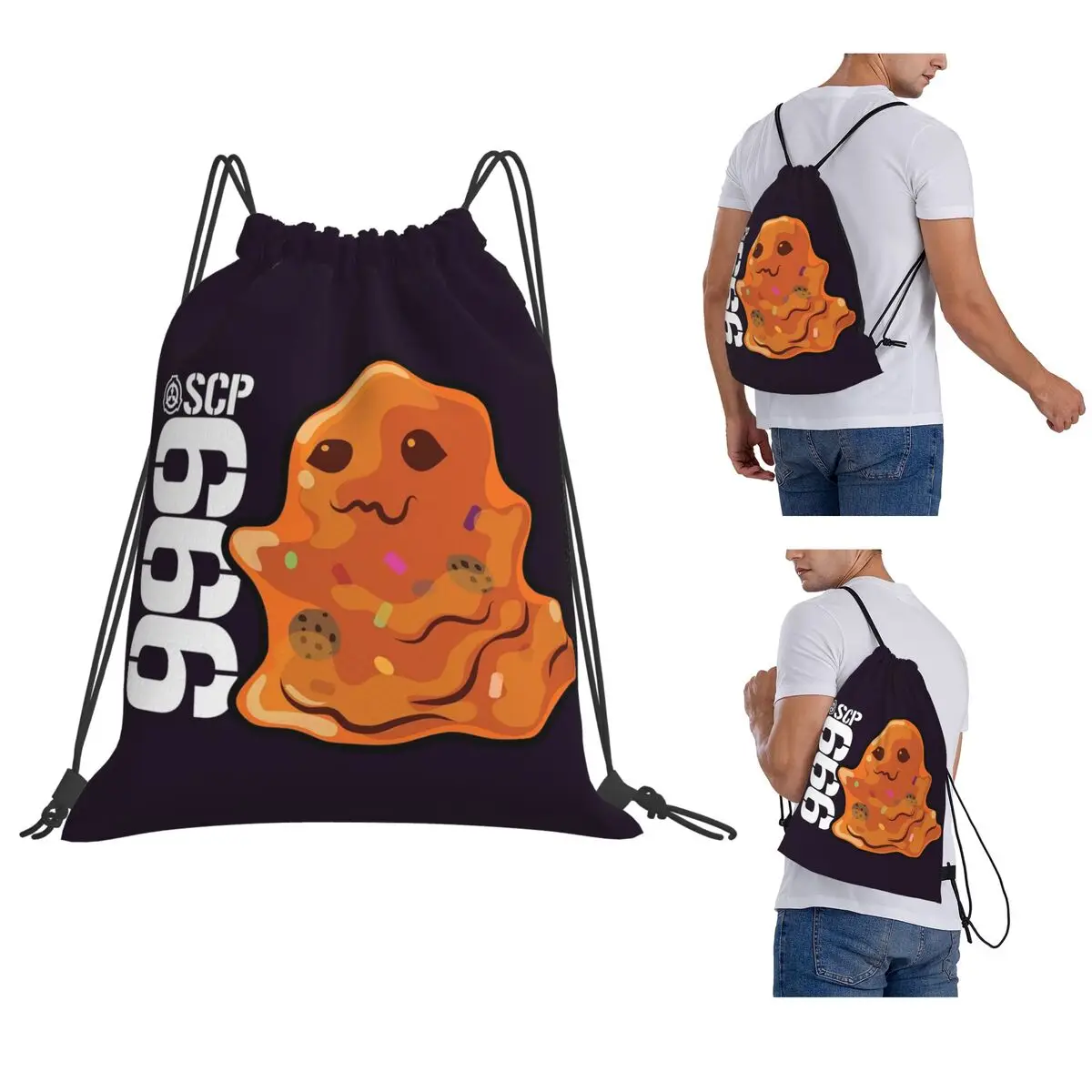 SCP 999 Tickle Monster SCP Foundation Backpacks Fashion Drawstring Bags Sports Bag Book Bags for Travel School