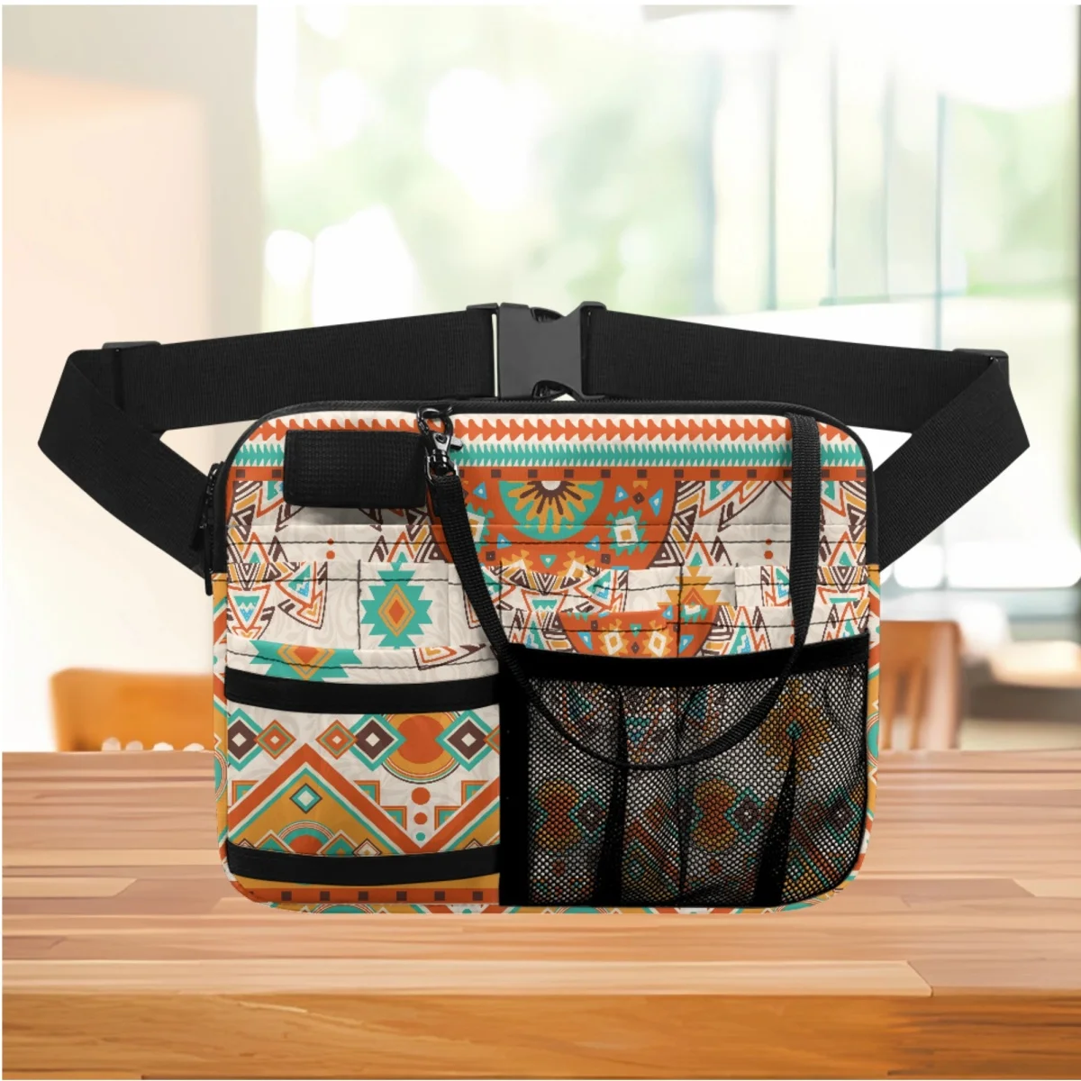 

Luxury Tribal Ethnic Design Fashion Waist Bag Hospital Work Portable Adjustable Belt Bag Multi Pocket Medical Tool Storage Pouch