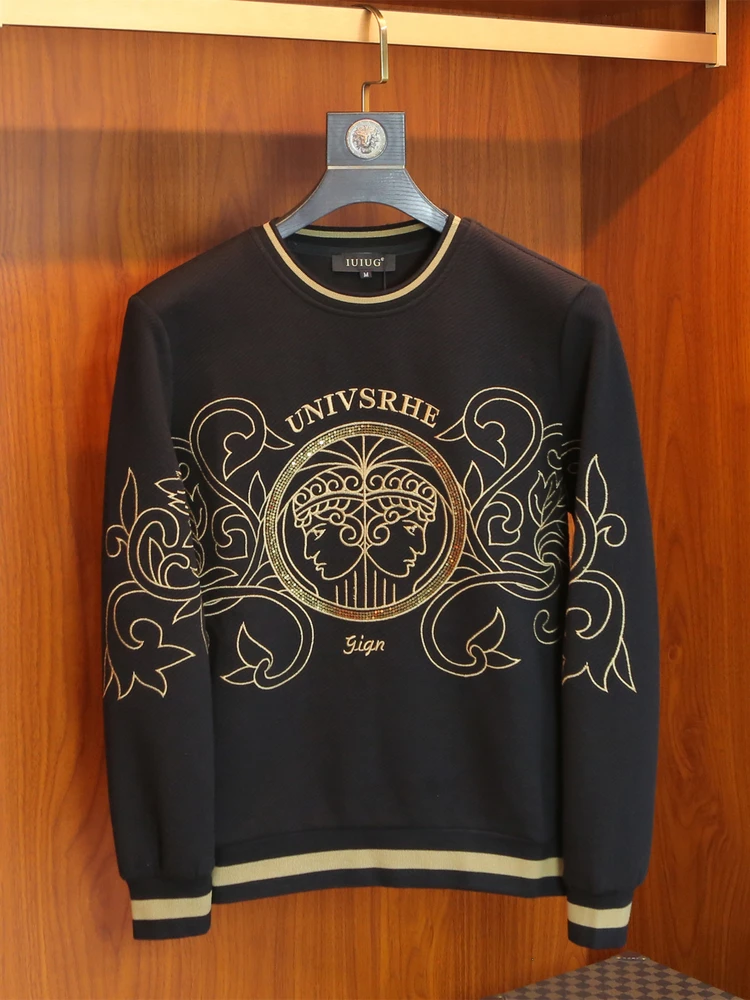 

Мужская тонкая толстовка с длинным рукавом и круглым вырезом, с вышивкой, повседневная, из смесового хлопка и полиэстера, удобная, дышащая.