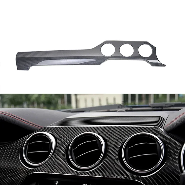 Carbon Fiber Interior Kits Dashboard Meter Bar Cover Center Console Trims Door Panel Trims for Mustang 2015+ view 2