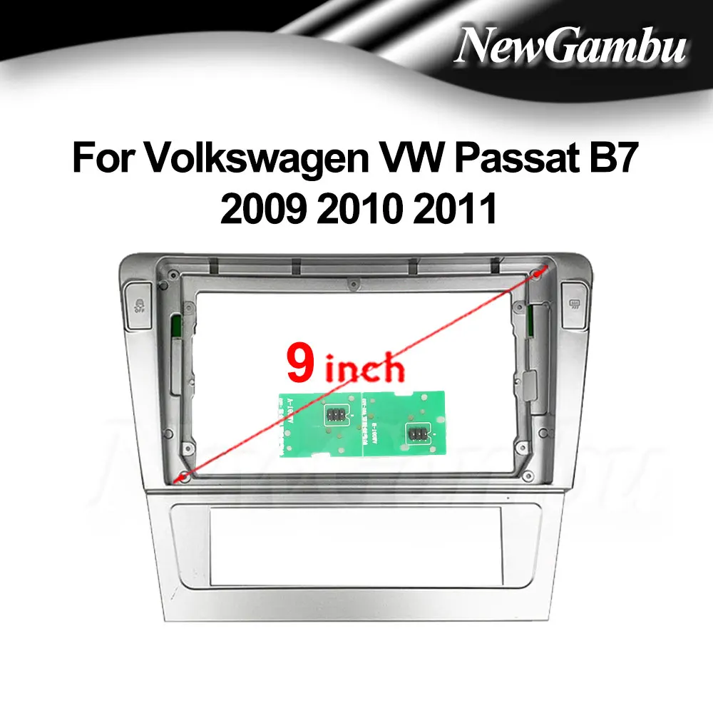 9 Inch Radio Fascia fit For Volkswagen VW Passat B7 2009 -2011 Stereo DVD Player Install Surround Trim Panel Audio Frame Cover