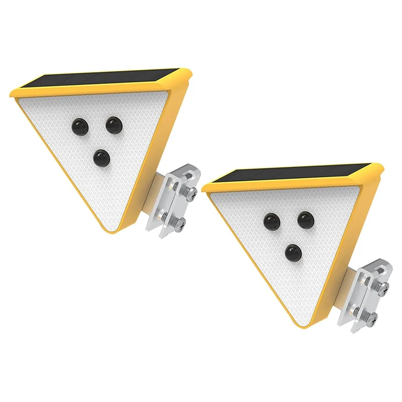 B37B-Caution Strobe Lights LED Flashing Safety Light Solar Powered Caution Strobe Lights Yellow