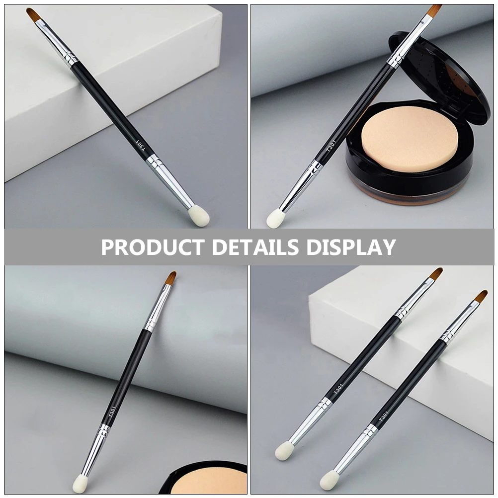 

3pcs Double-Head Sponge Concealer Brush For Dark Circle Face Makeup Small Travel Size Fine Tools With Rayon Bristles