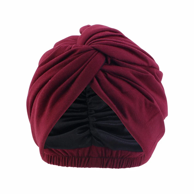 Muslim Women Cross Ruffle Chemo Sleep Turban Hijab Bonnet Headwear Scarf Beanie Cap Hat for Cancer Patient Hair Loss Accessories