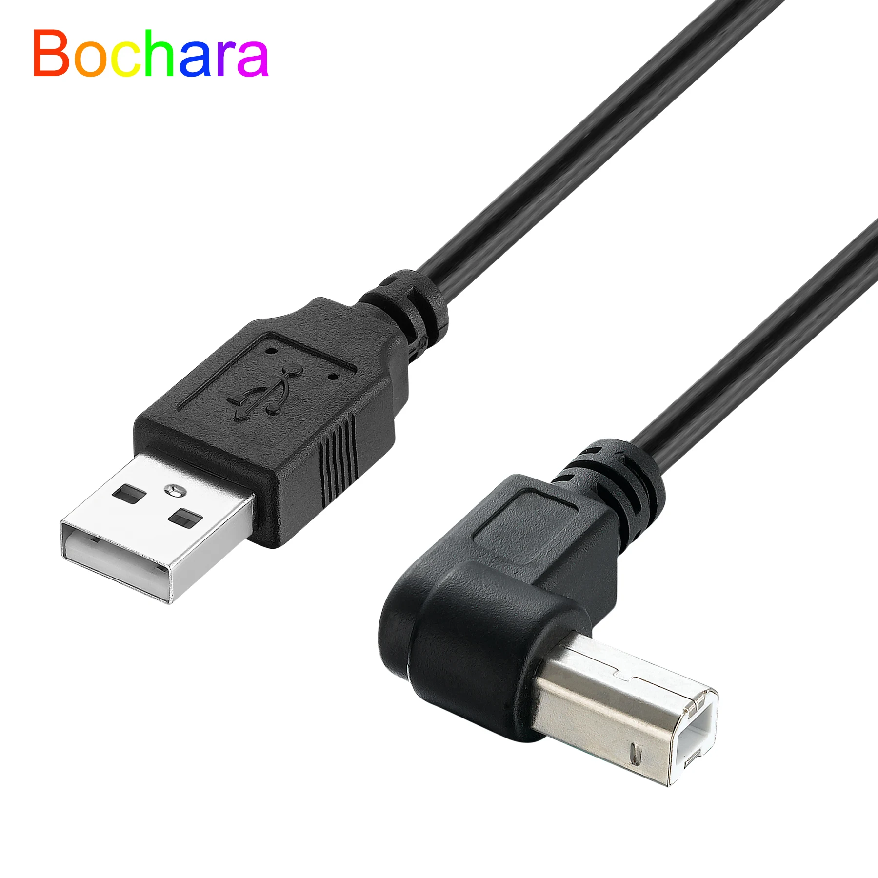 Bochara 90degree USB 2.0 Printer Cable Type A Male to Type B Male Foil+Braided Shielded 30cm 50cm 1m 1.5m 1.8m 3m 5m