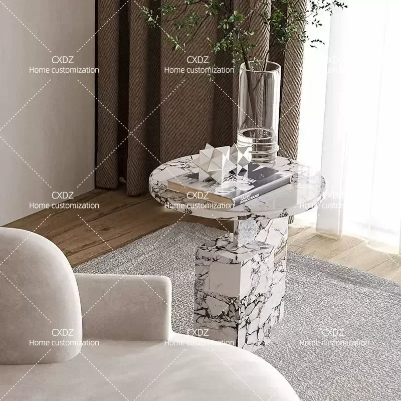 Fantao Nordic natural marble sofa edge light luxury bedside table small apartment simple corner customization