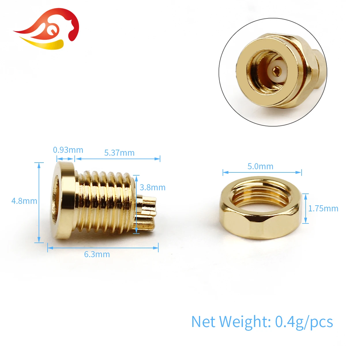 QYFANG Gold Plated Beryllium Copper MMCX Female Jack Solder Wire Connector PCB Mount Pin IE800 DIY Long/Short Audio Plug Adapter