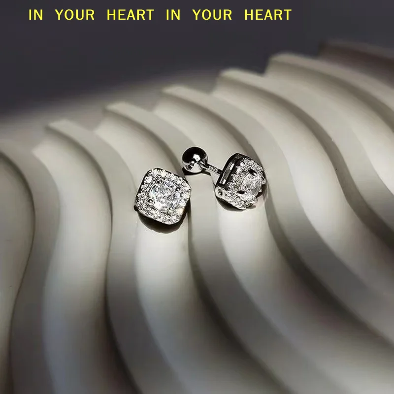【X】Light Luxury Simulated Moissanite Stud Earrings Hip Hop Rock Style Couple Men Women Anniversary Birthday Gift