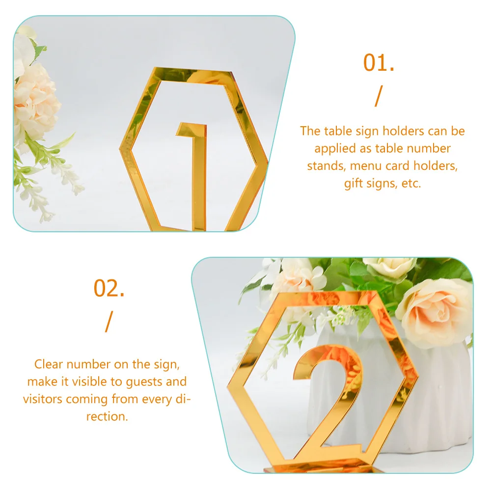 

10pcs Digital Table Number Plate Acrylic Wedding Numbers Stands Tent Holder Templates for Events Cafe Restaurant Banquet Party