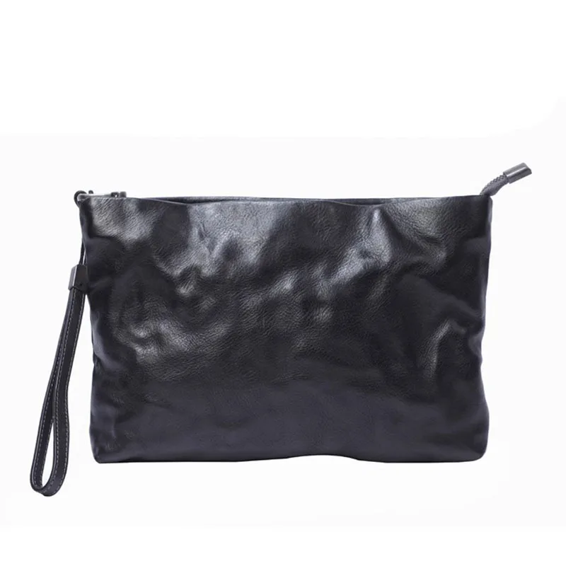 AETOO Original pleated genuine leather single-shoulder crossbody bag for men, hand-held bag, top layer cowhide hand-painted smal