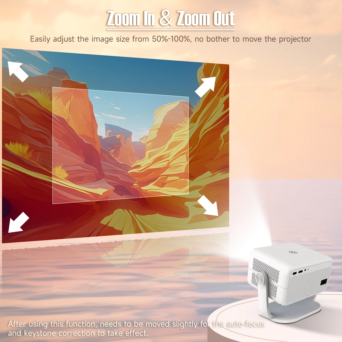 Magcubic L018 Projektor Native 1080P 650ANSI 8K Android14 Mit Automatischer Trapezkorrektur Fokus Wifi6 BT5.2 Tragbarer Filmprojektor für Draußen – Detail 14