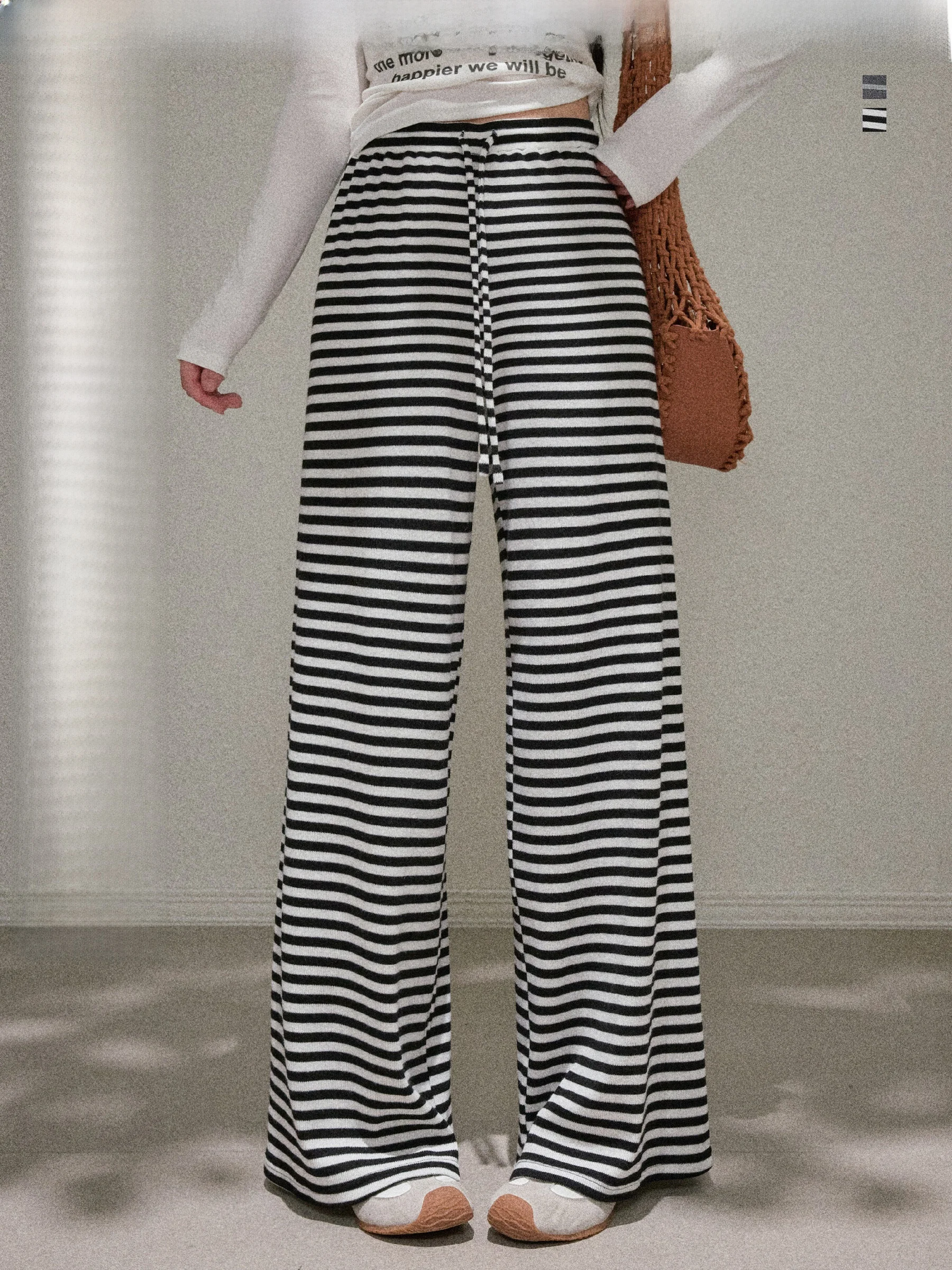 

Брюки JULULOOK Studio "mal Stripe" свободного кроя, трикотажные, больших размеров, повседневные, летние, для поездок на работу, из смесового полиэстера, длинные