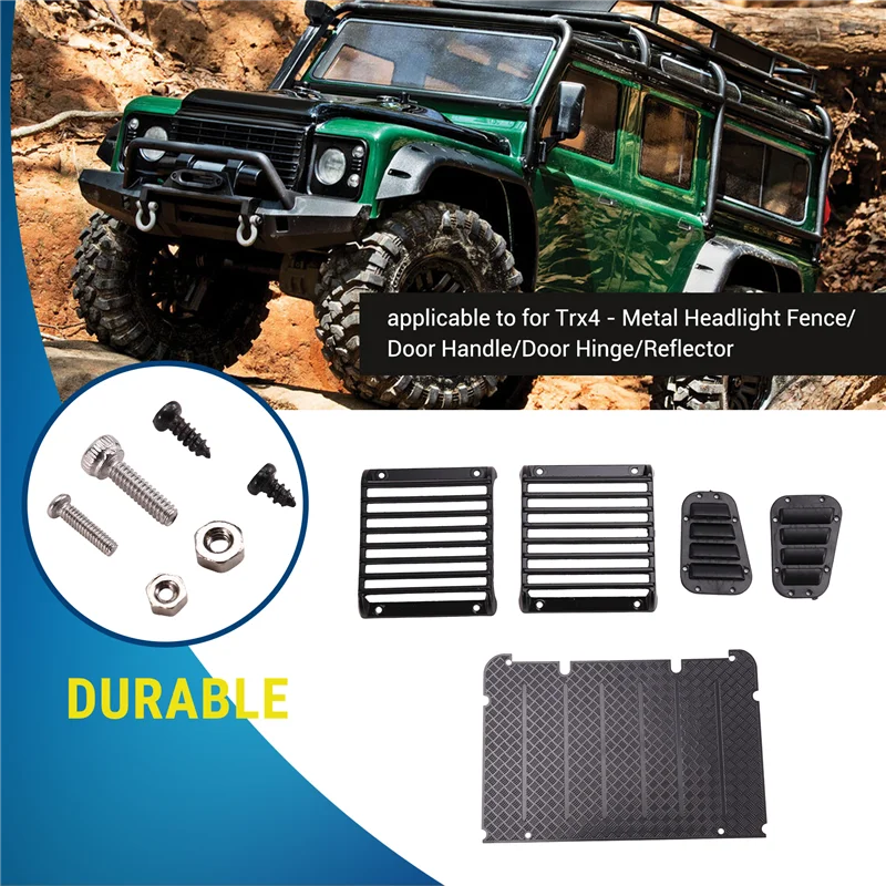 A07I 9 أجزاء زخرفية لسياج المصباح المعدني Trx4 - Landrover/مقبض الباب/مفصل الباب/عاكس