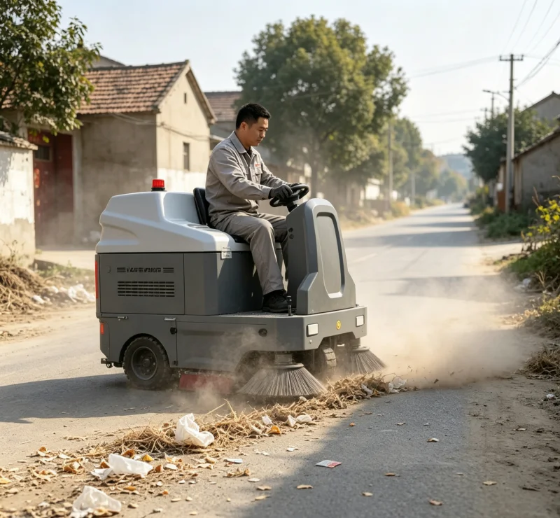 Large-Capacity Four-Wheel Electric Automatic Ride-On Street Floor Sweeper with New Condition Gear Motor for Municipal Cleaning