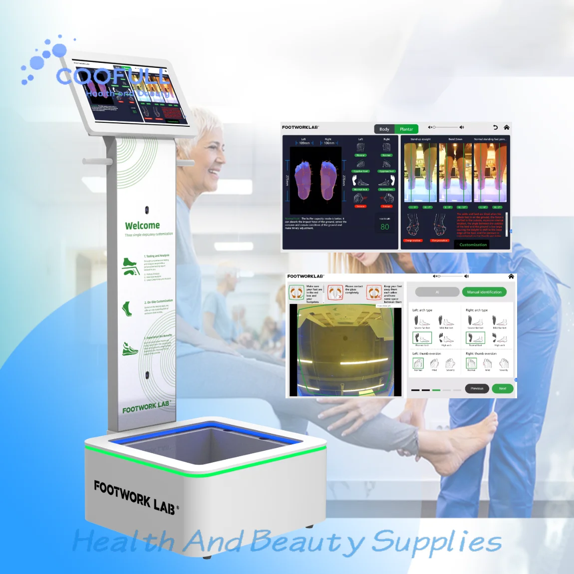 Coofull Custom Portable Orthotic Dynamic Gait Scanner Standnwalk Gait Trainer for Leg and Body Analysis