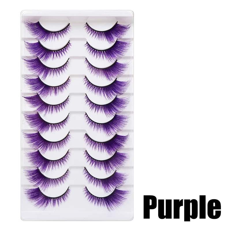 DINGSEN 1/5/10 Paar Bunte Flauschige Streifen-Wimpern Natürliche Weiche Wimpern Wispy Falsche Wimpern 3D Lockige Wimpern für Make-up – Detail 33