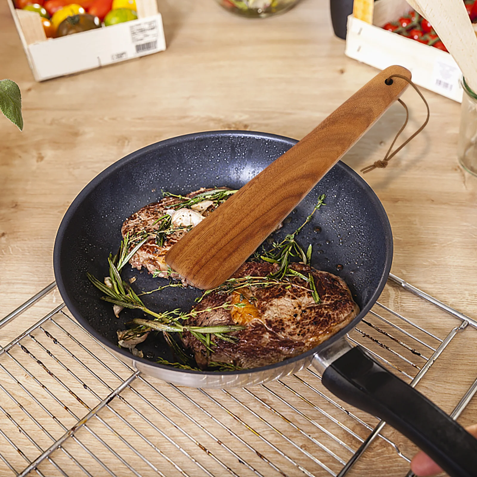 

Wood Spatula Long Handle Wooden Cooking Utensil Multipurpose Scraper for Cream Salad Butter Jam Spreader Kitchen Accessory