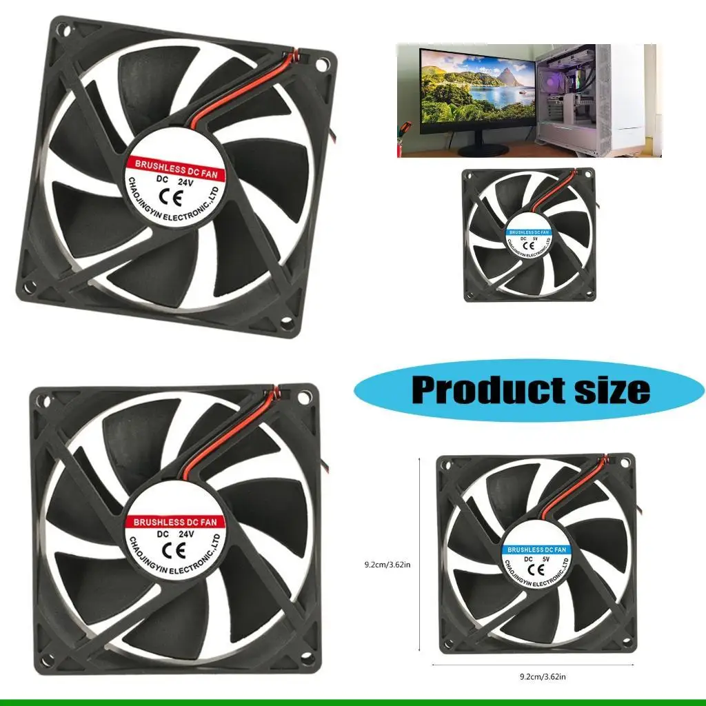 

Охлаждающий вентилятор U55C DC9225, малошумный вентилятор с гидравлическим подшипником, DC5/12/24 В для ПК, процессора, сервера,