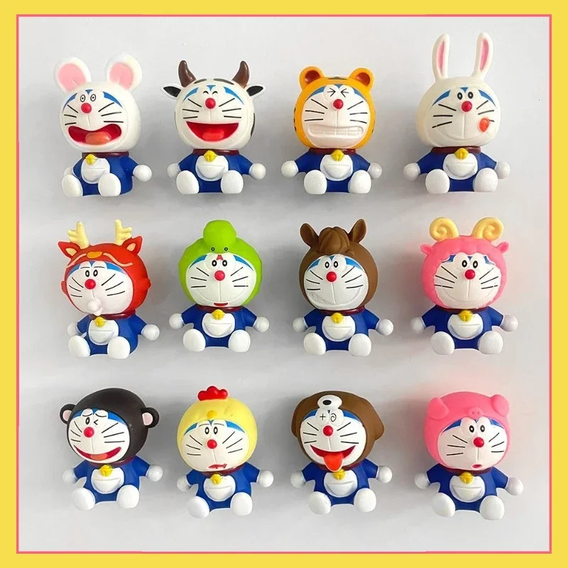 

12 Zodiac Doraemon Refrigerator Stickers Chinese Style Zodiac Magnetic 3D Cartoon Anime Decorative Magnetic Stickers