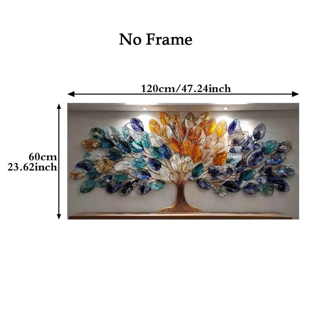 [2D Flat]1pc 23.62*47.24in/60*120cm UnFramed Tree of Life Painting Modern Art Home Decoration