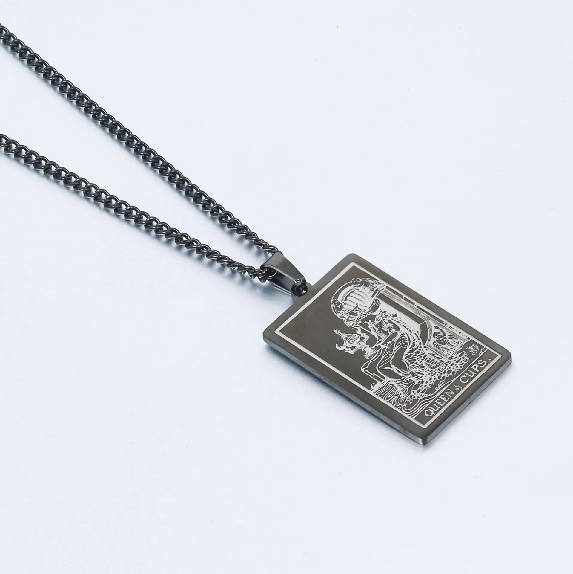 Stainless Steel Waite Holy Cup Knight Tarot Pendant Charm Men's Necklace Hip Hop Punk Accessories Viking Jewelry Gift Dropship