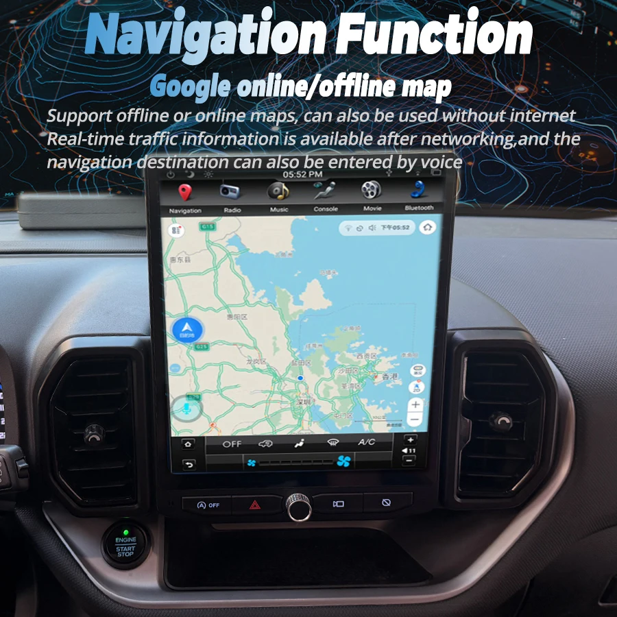 12 ''نظام مزدوج أندرويد لفورد برونكو سبورت 2021 2022 2023 2024 2025 سيارة مشغل وسائط متعددة الملاحة راديو تلقائي Carplay GPS #3