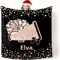 1pc Custom Cheerleader Blanket with Personalized Name, Perfect Gift for Mom, Wife, Girlfriend, Team, Mixed Colors, All-Season 4