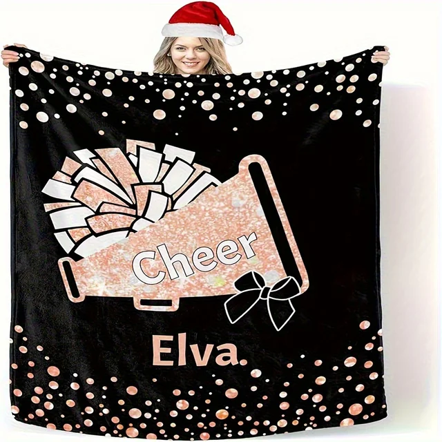 1pc Custom Cheerleader Blanket with Personalized Name, Perfect Gift for Mom, Wife, Girlfriend, Team, Mixed Colors, All-Season 4 1pc Custom Cheerleader Blanket with Personalized Name, Perfect Gift for Mom, Wife, Girlfriend, Team, Mixed Colors, All-Season 4