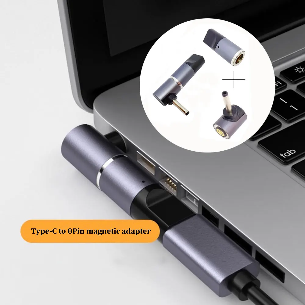 100 واط USB C نوع-C إلى 8Pin موصل دائري المغناطيسي محول الشحن السريع USB إلى تيار مستمر التوصيل لأجهزة الكمبيوتر المحمول شاحن التيار الكهربائي #2